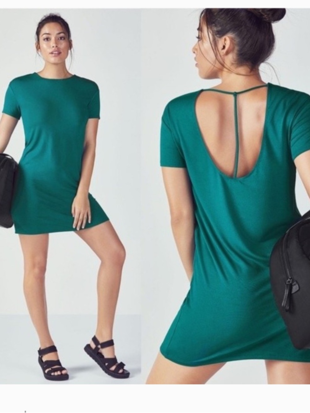 Fabletics Finley Jersey Knit Short& Sweet Dress in Forest Green Plus size 3X